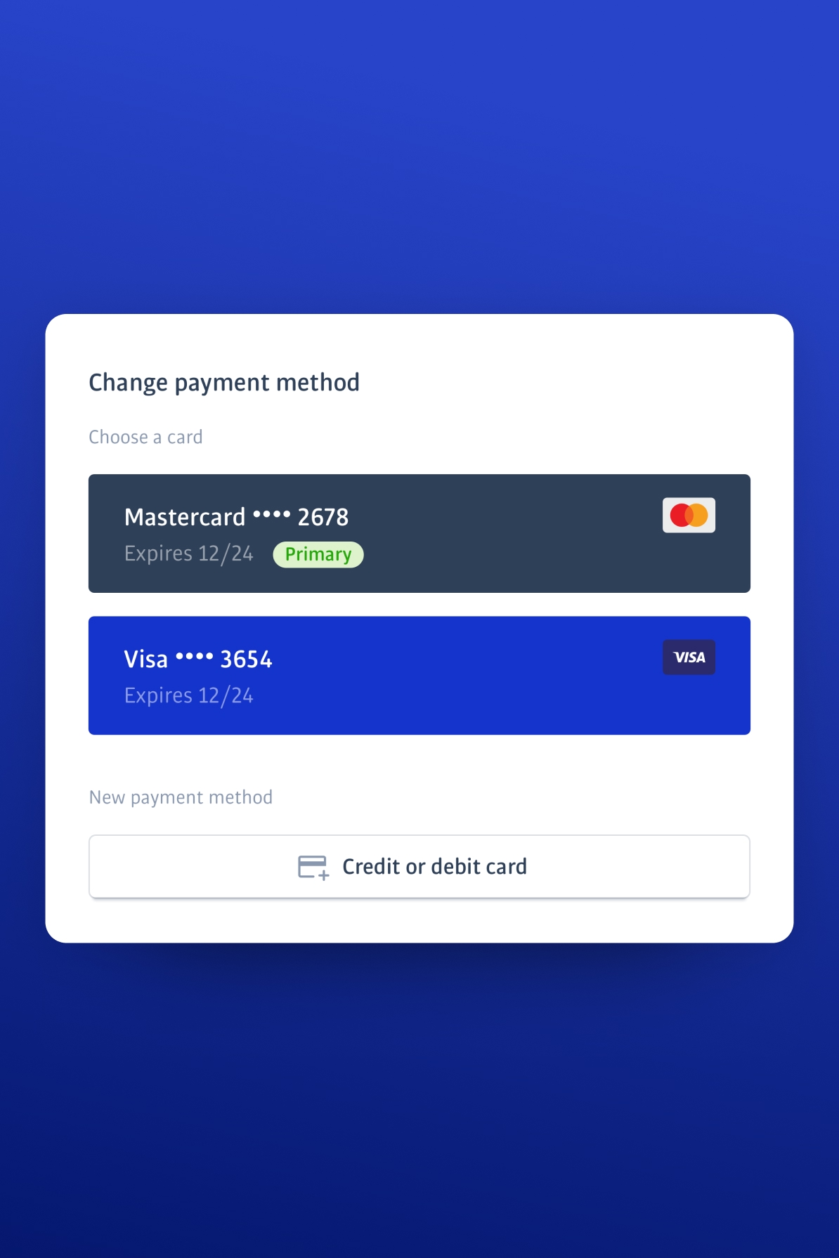 Change payment method