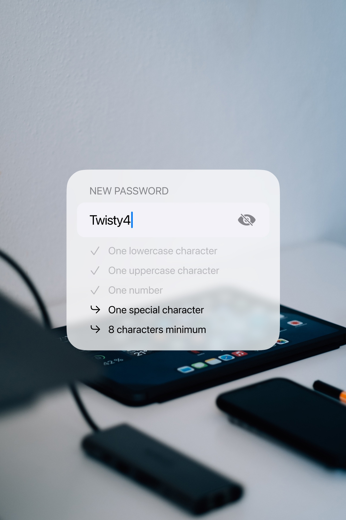New passwords component