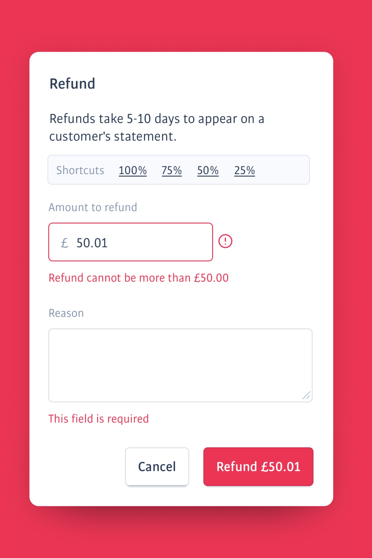 Refund payment